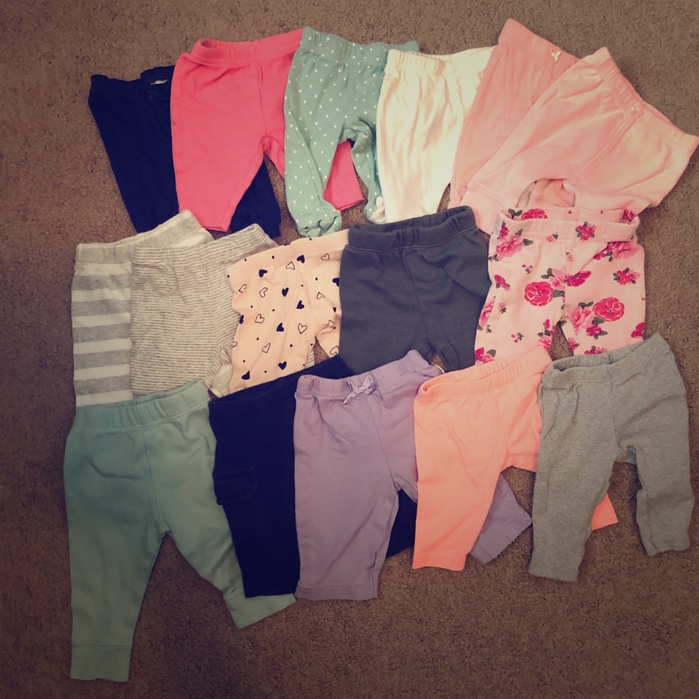 Bundle lot of 16 newborn girl leggings pants NB